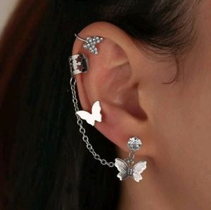 New 3pcs Silver Butterfly Earrings Set